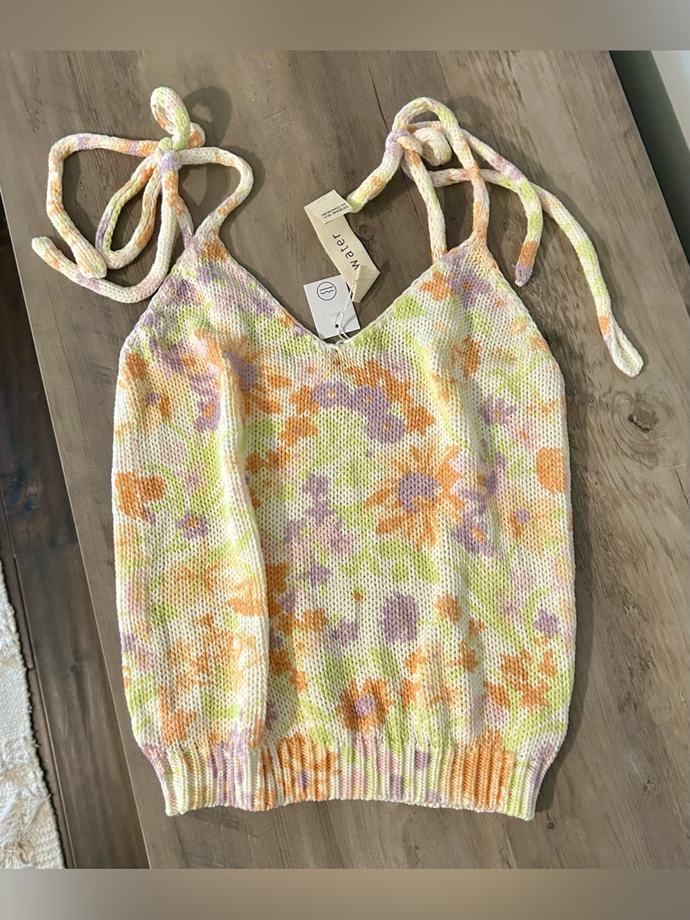 Saltwater Luxe Pris Sweater Tank Tie Shoulder Knit Floral Multi Color Size S NWT - Picture 3 of 5